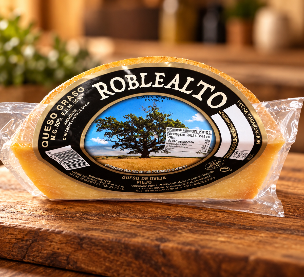 Queso de Oveja Viejo Roblealto – Medio Queso Envasada al Vacío
