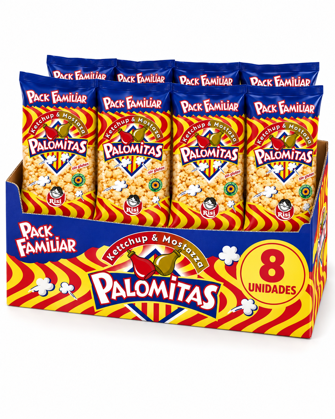 Pack Familiar de Palomitas sabor Ketchup & Mostaza – 8 unidades.