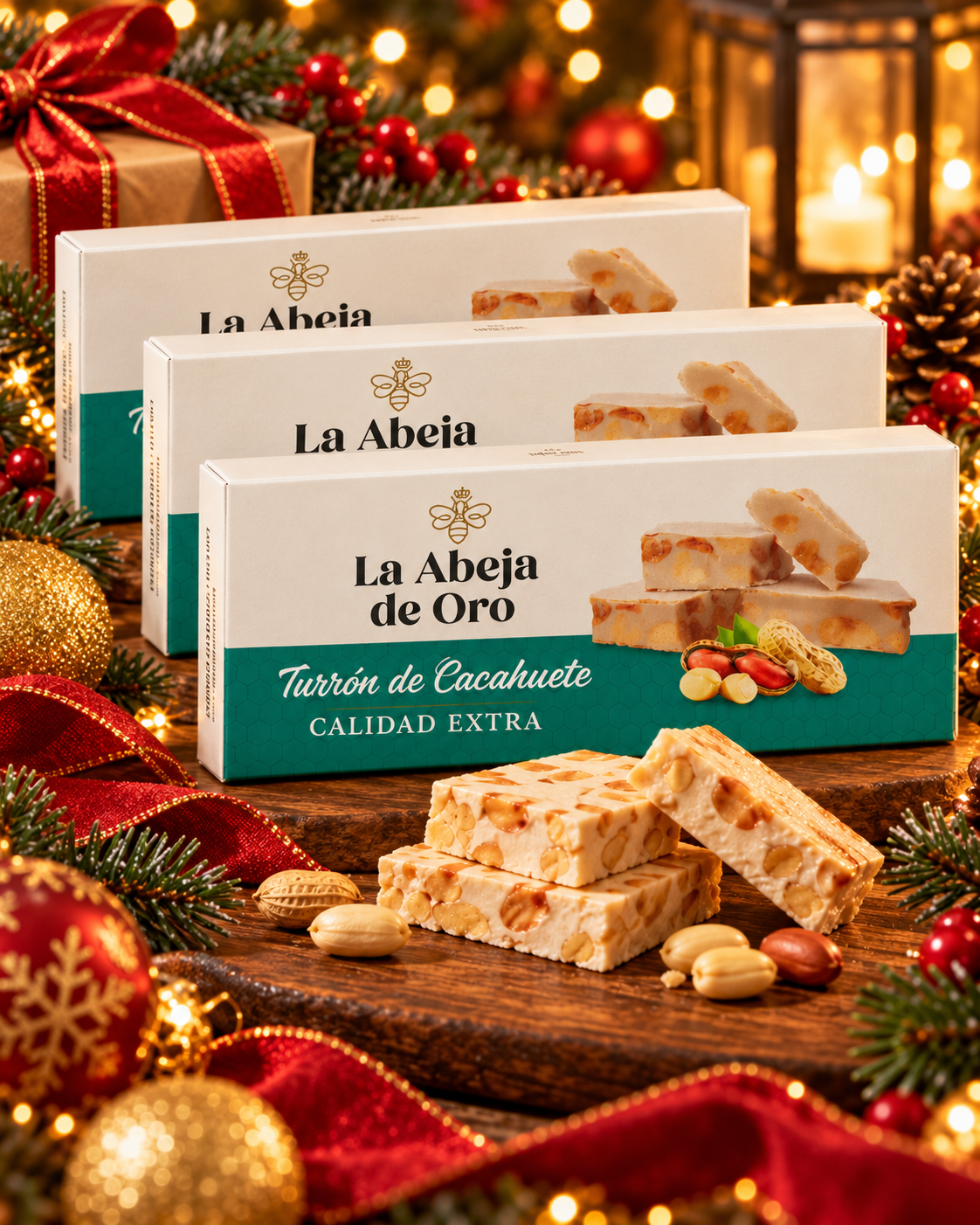 🎄 Pack 3 Turrones de Cacahuete La Abeja de Oro – 3 × 150 g