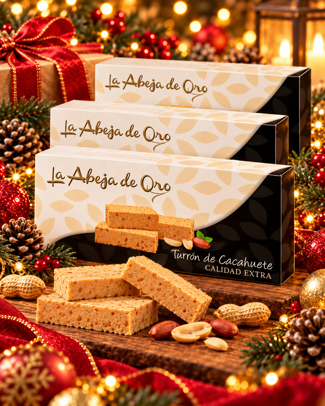 🎄 Pack 3 Turrones Blandos de Cacahuete La Abeja de Oro – Calidad Extra