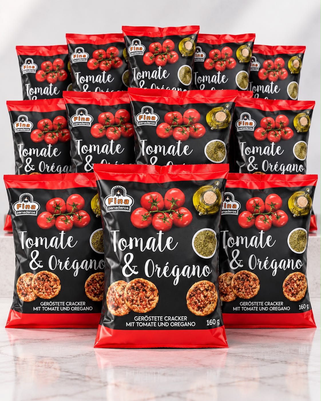 Pack 12 Unidades Pan Tostado Tomate & Orégano Fina Panaderos 160 g